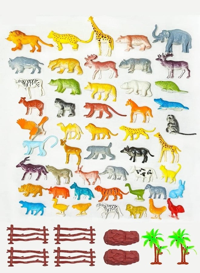 Mallexo مجموعة ألعاب حيوانات المزرعة والغابة المصغرة الواقعية من ماليكسو | 58 قطعة من مجسمات حيوانات الغابة البرية للأطفال من الجنسين: أسد، نمر، دب، قرد، باندا. هدية مثالية لأعياد ميلاد الأطفال. - Image 5